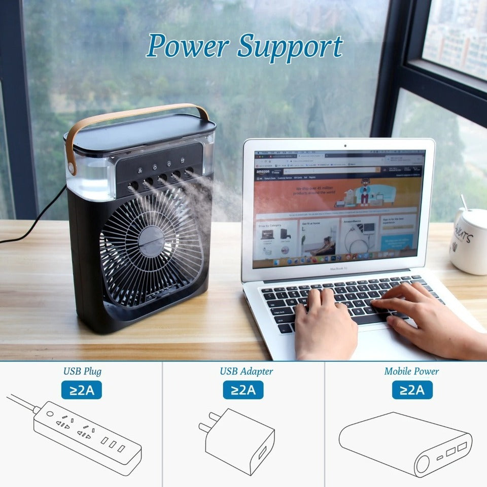 Mini ventilateur rafraîchissant RGB avec humidificateur