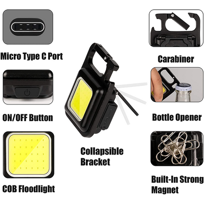 Porte-clés Lampe torche Multifonctions 